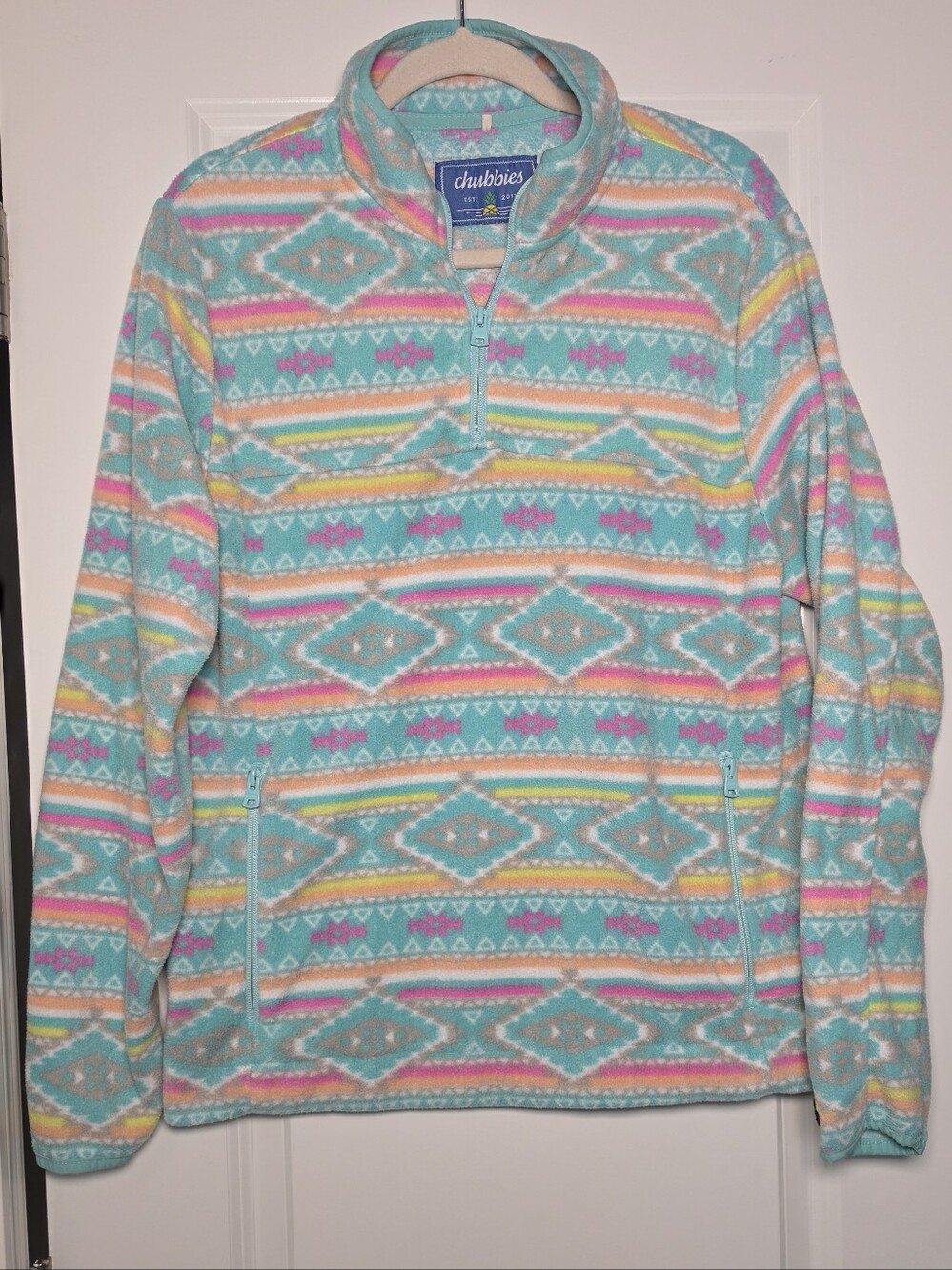 Chubbies Southwestern Aztec Fleece Quarter Zip Women's M Gorpcore Hiking Jacket